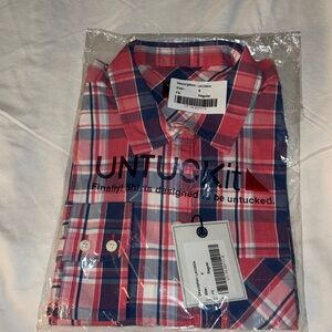 UNTUCKit Laconda 6, 4 or 18 100% Cotton Pink & Blue Plaid Shirt NWT v Nice!
